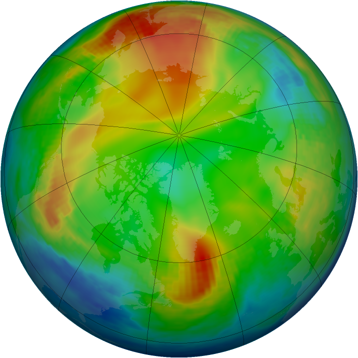 Arctic ozone map for 28 December 1984